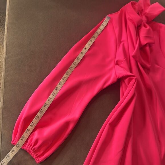 Women’s Pink Long Sleeve Midi Pencil Dress with Bow Detail Size 2XL NEW - Picture 8 of 12